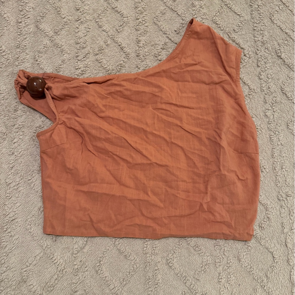 PrettyLittleThing Terracotta One-Shoulder Top